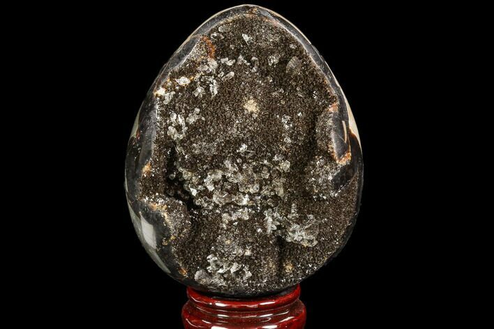 Septarian Dragon Egg Geode - Black Crystals #109968